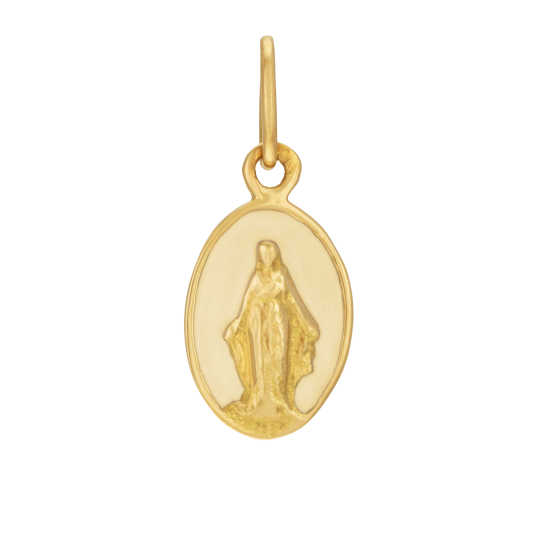 Médaille or jaune et laque, vierge