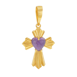 Croix en or jaune et améthyste