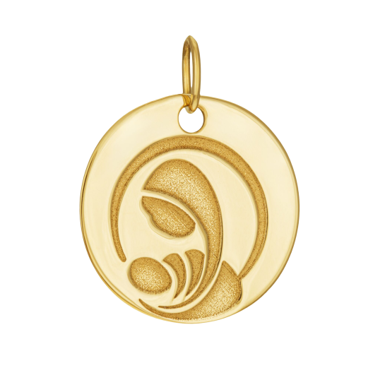 Médaille vierge à l'enfant en or jaune