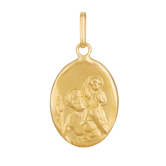 Médaille ovale en or jaune  Saint-Christophe
