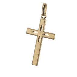 Croix en or jaune mate et lisse
