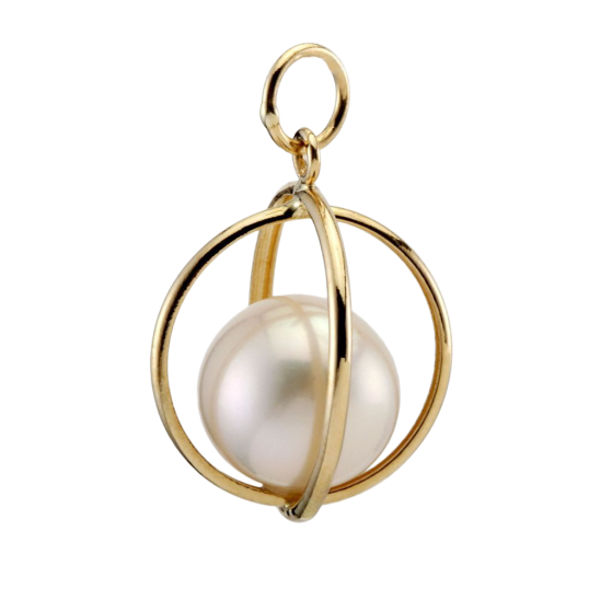 Pendentif en or jaune, perle de culture