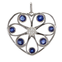 Pendentif en or gris, saphirs et diamants