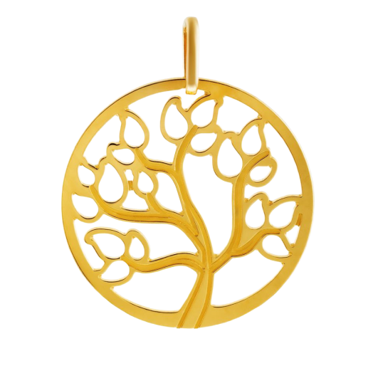 Pendentif en or jaune arbre de vie ajouré