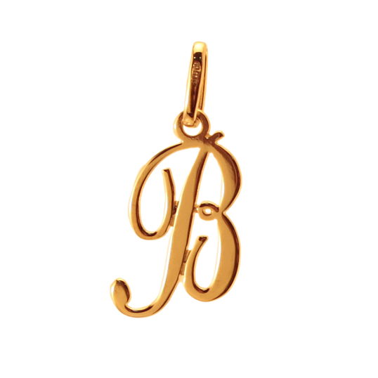 Pendentif alphabet en or jaune, lettre B
