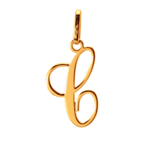 Pendentif alphabet en or jaune, lettre C