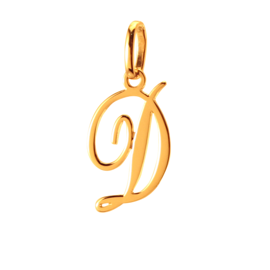 Pendentif alphabet en or jaune, lettre D
