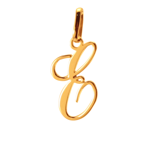 Pendentif alphabet en or jaune, lettre E