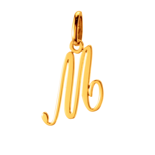 Pendentif alphabet en or jaune, lettre M