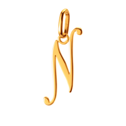Pendentif alphabet en or jaune, lettre N
