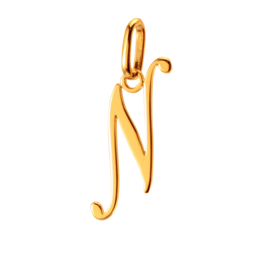 Pendentif alphabet en or jaune, lettre N