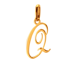 Pendentif alphabet en or jaune, lettre Q