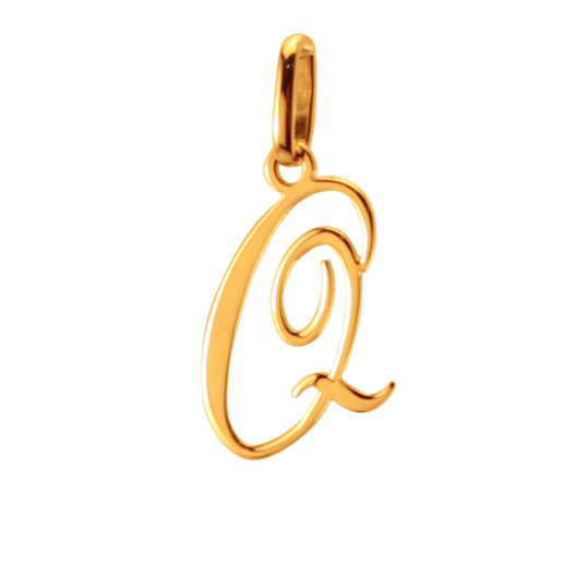 Pendentif alphabet en or jaune, lettre Q