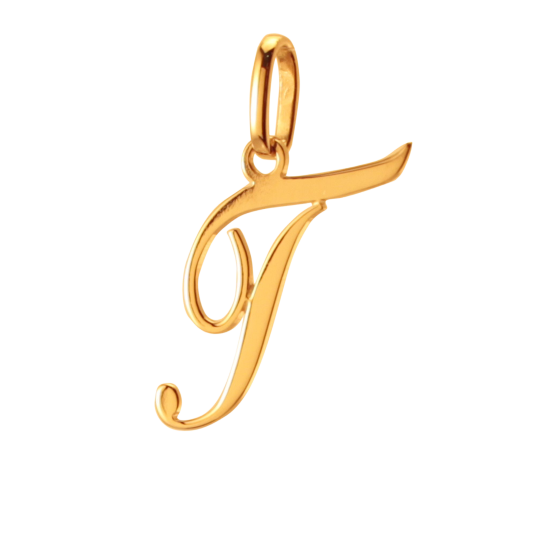 Pendentif alphabet en or jaune, lettre T