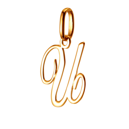Pendentif alphabet en or jaune, lettre U