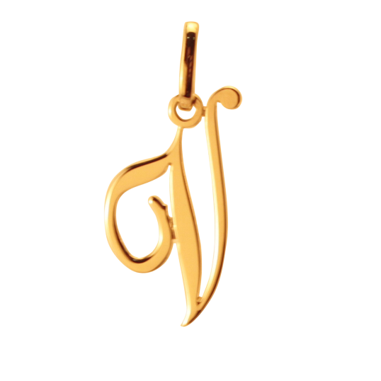 Pendentif alphabet en or jaune, lettre V