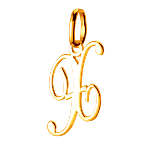 Pendentif alphabet en or jaune, lettre X