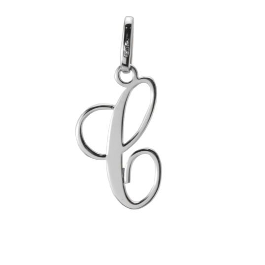Pendentif alphabet en or gris, lettre C