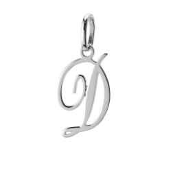 Pendentif alphabet en or gris, lettre D