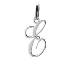 Pendentif alphabet en or gris, lettre E
