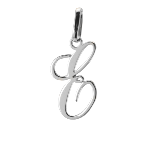 Pendentif alphabet en or gris, lettre E