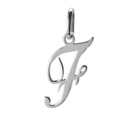 Pendentif alphabet en or gris, lettre F