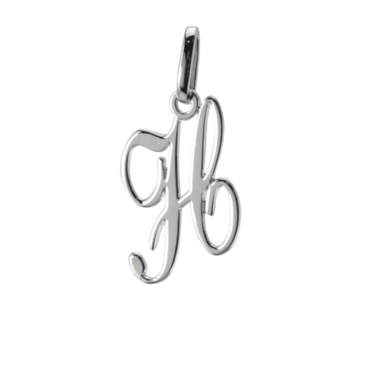 Pendentif alphabet en or gris, lettre H
