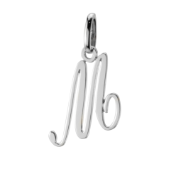 Pendentif alphabet en or gris, lettre M