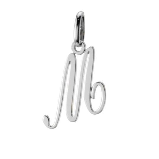 Pendentif alphabet en or gris, lettre M