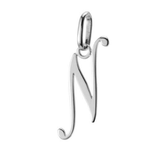 Pendentif alphabet en or gris, lettre N