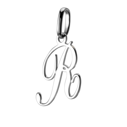 Pendentif alphabet en or gris, lettre R