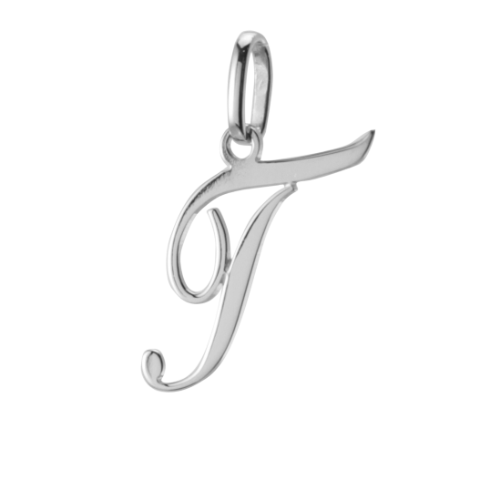 Pendentif alphabet en or gris, lettre T