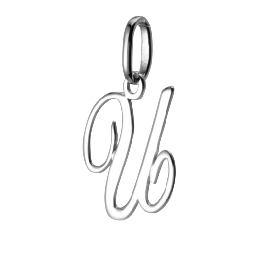 Pendentif alphabet en or gris, lettre U