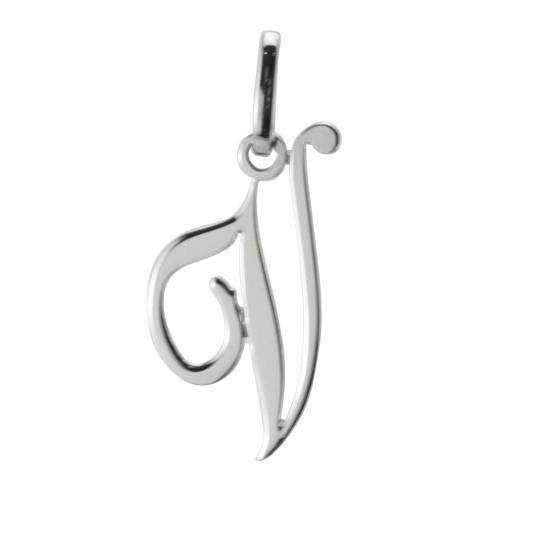 Pendentif alphabet en or gris, lettre V