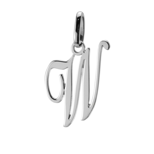 Pendentif alphabet en or gris, lettre W