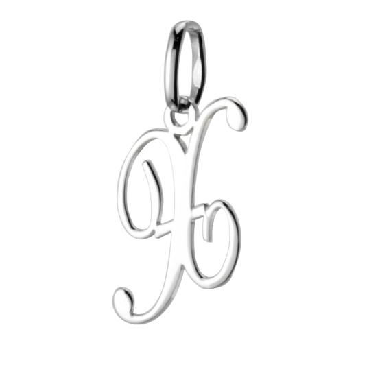 Pendentif alphabet en or gris, lettre X