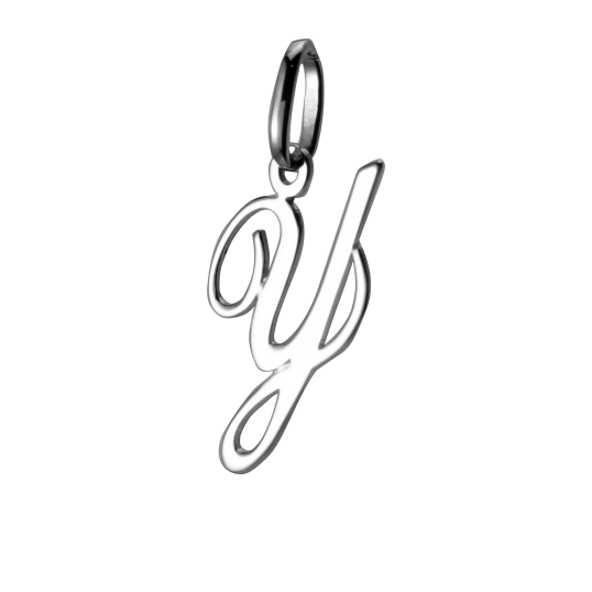 Pendentif alphabet en or gris, lettre Y