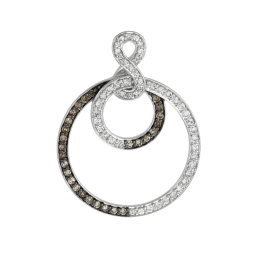 Pendentif en or gris rhodié, diamants blancs et bruns
