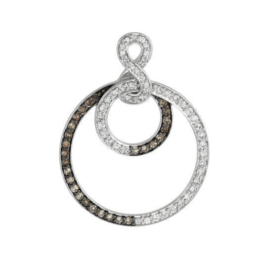 Pendentif en or gris rhodié, diamants blancs et bruns
