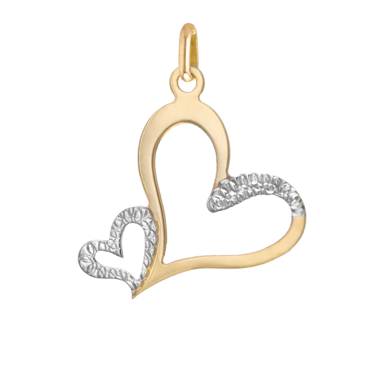 Pendentif en or jaune et rhodié, coeur Pendentif en or jaune et rhodié, coeur