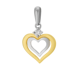 Pendentif en 2 ors et  diamant, coeur