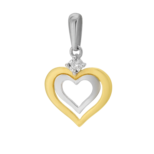 Pendentif en 2 ors et  diamant, coeur