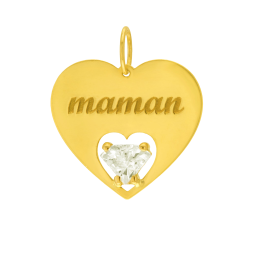Pendentif en or jaune, oxyde de zirconium, maman