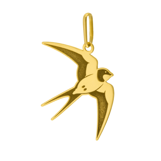 Pendentif en or jaune, hirondelle