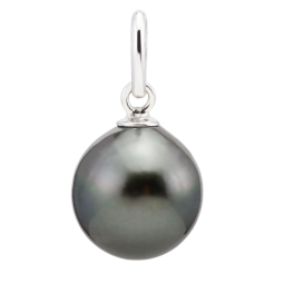 Pendentif en or gris, perle de culture de Tahiti 9-9.5 mm