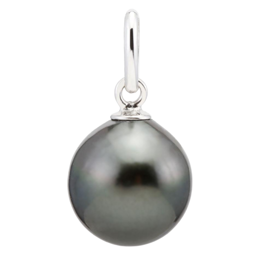 Pendentif en or gris, perle de culture de Tahiti 9-9.5 mm