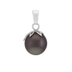 Pendentif en or gris et perle de culture de Tahiti 9-10 mm