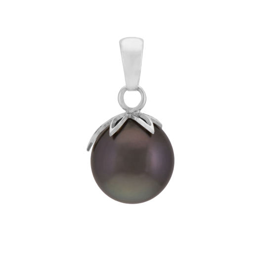 Pendentif en or gris et perle de culture de Tahiti 9-10 mm