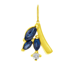 Pendentif en or jaune et rhodié, saphirs et diamant
