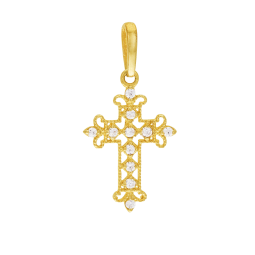 Croix en or jaune, oxydes de zirconium